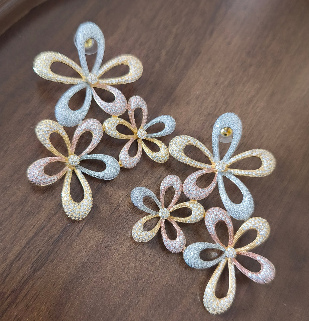 Boucles d’oreilles Fleur Impériale (Tricolore)