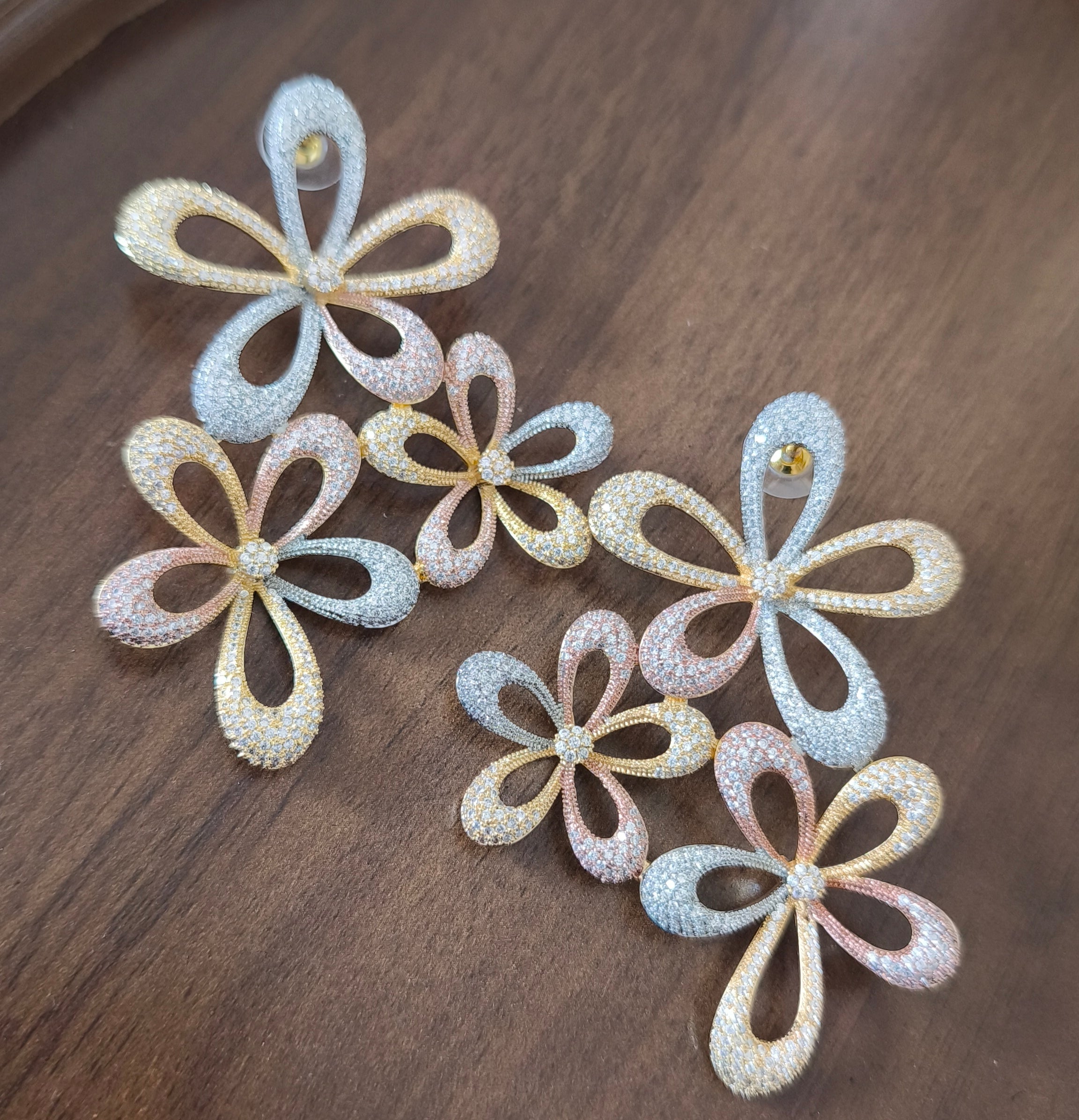 Boucles d’oreilles Fleur Impériale (Tricolore)